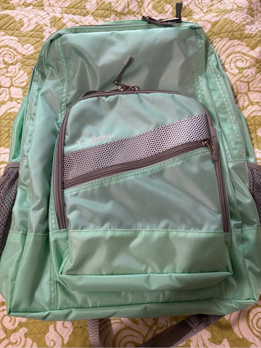 L.L. Bean Deluxe 37L Mint Green Water ProofLightweight Reflect Backpack NWT